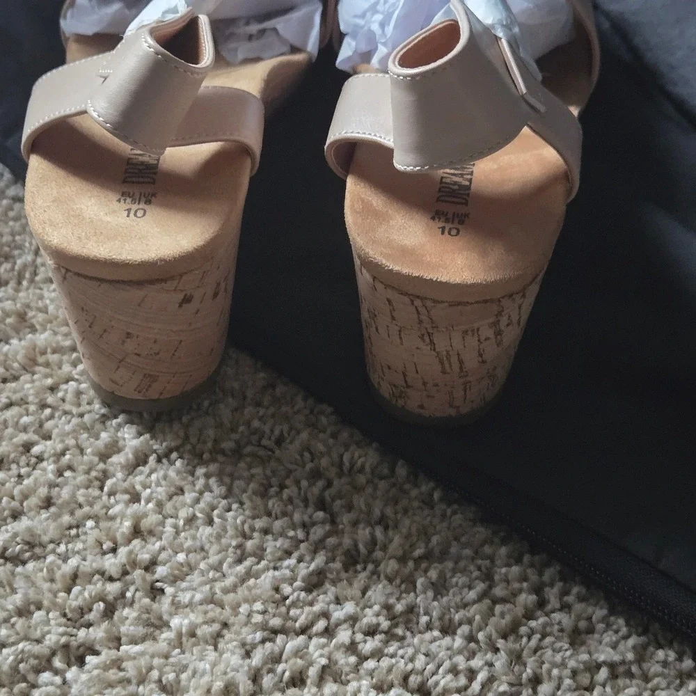 Dream Pairs Nini-8 Wedge Sandals Women 10 Nude New Cork Platform Heel